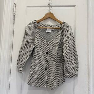 Anthropologie Black and White Textured Knit Top